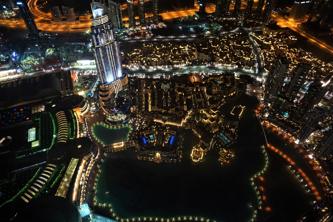 The Dubai Fountain (view from the top of the Burj Khalifa), Dubai, United Arab Emirates