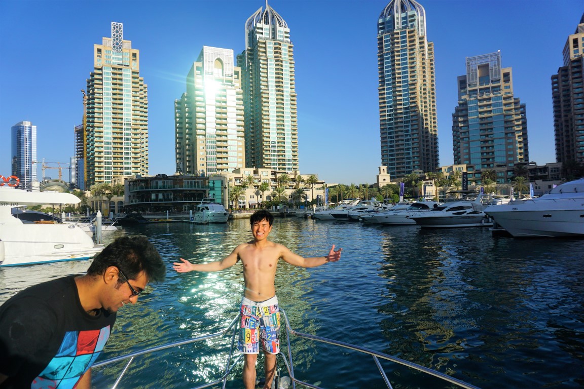 Ace on a Yacht in the Dubai Marina