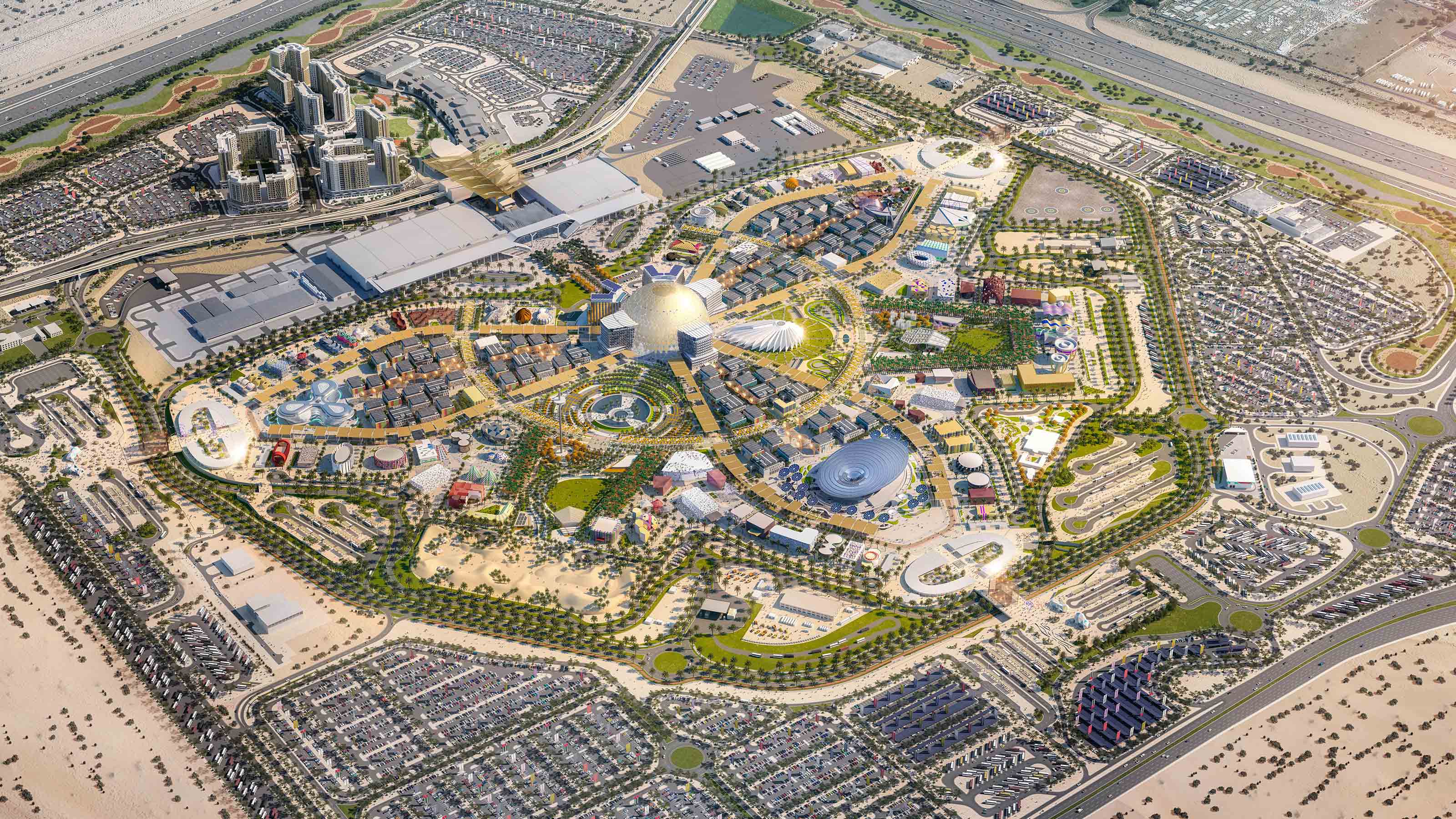 Daytime Ariel View of Dubai's World Expo 2020