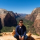 Ace Sitting on Angel's Landing, Zion National Park, Utah, United States