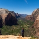 Ace Standing on Angel's Landing, Zion National Park, Utah, United States