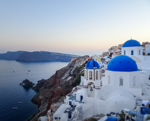 Anastasi Church's Blue Domes, Santorini, Greece