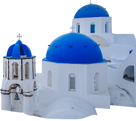 Blue Domes Transparent Background, Santorini, Greece