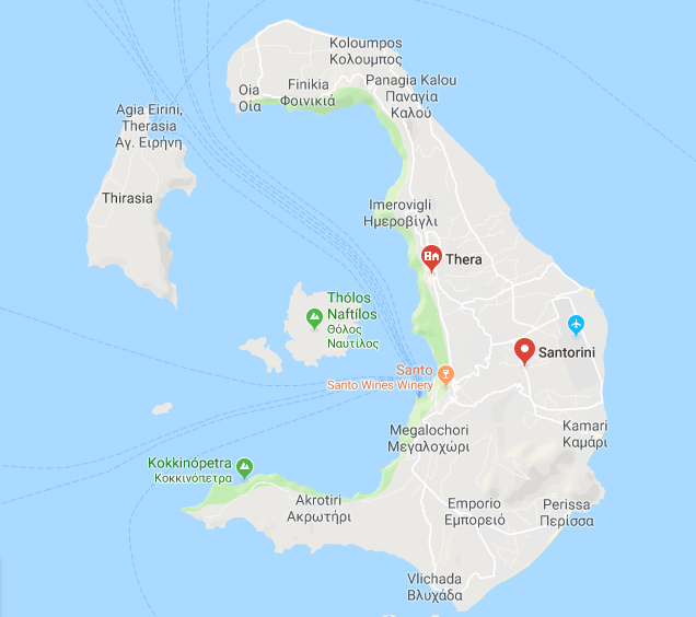 Map of Santorini, Greece