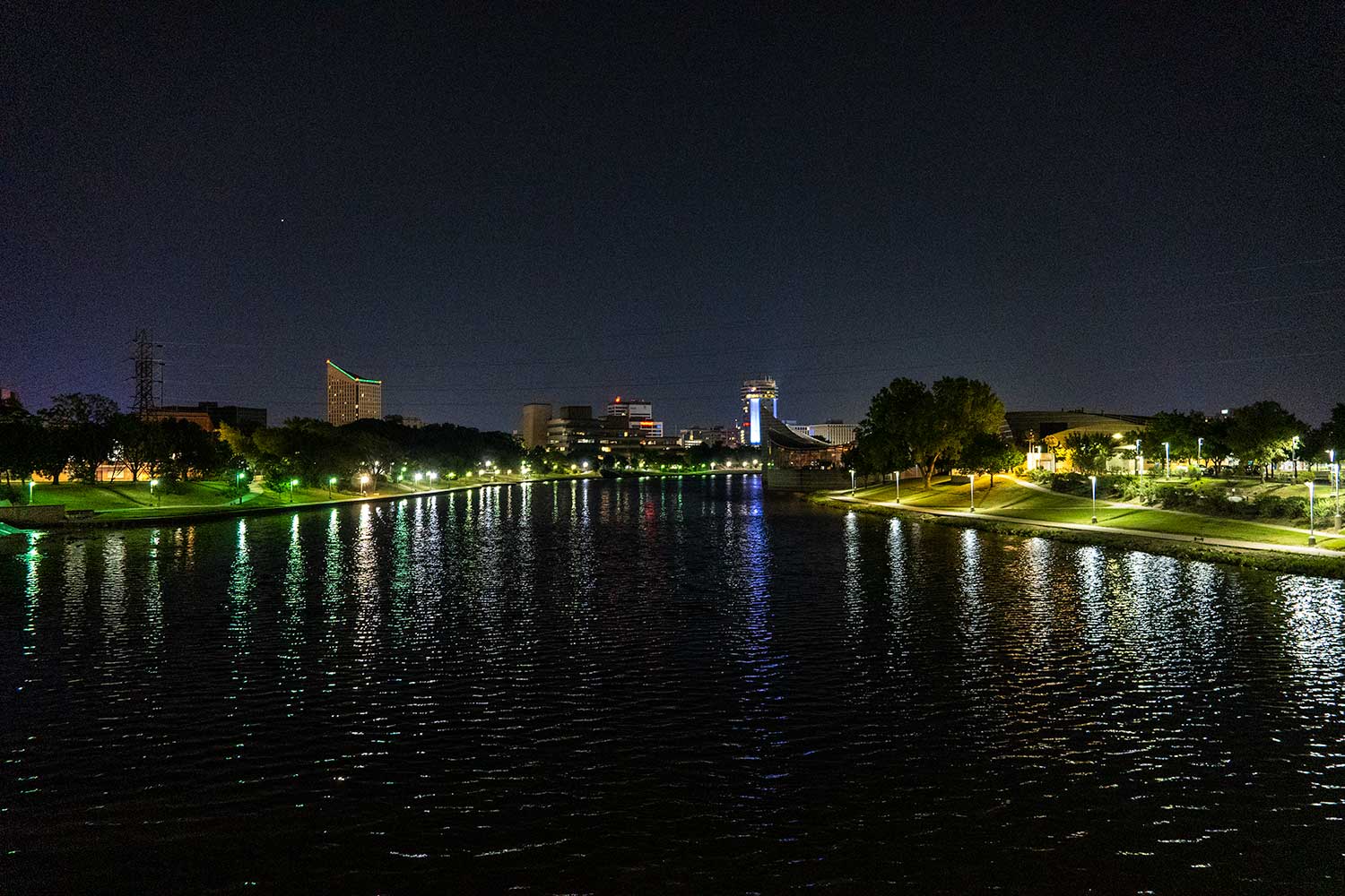 Arkansas River (Night), Wichita, Kansas, United States