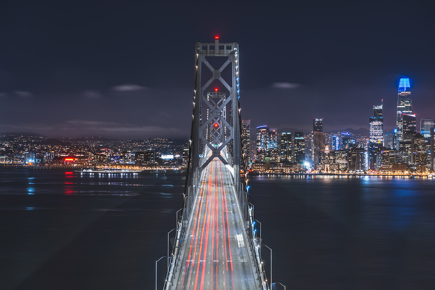 Oakland Bay Bridge and San Francisco Skyline, San Francisco, California, United States