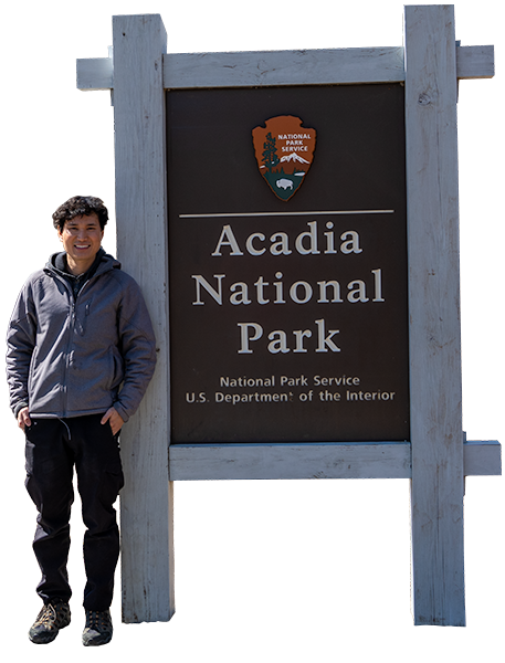 Ace and Acadia Sign, Acadia National Park, Maine, United States